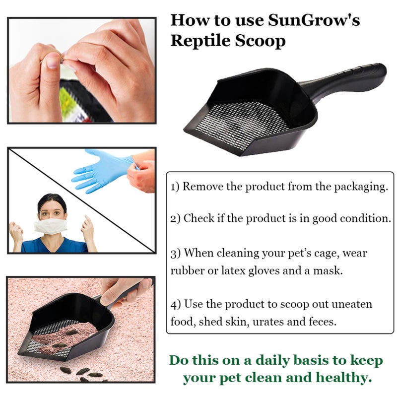 SunGrow Reptile Litter Scoop, Pointed Edge, for Cat & Chicken Coop, Right-Angled Wide and Deep Shovel, Black, 1 Pc per Pack - Image 5